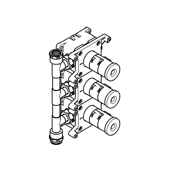 GROHE Rapido C Rough-in box for triple volume control 26 880 000 ölçü ve teknik çizim
