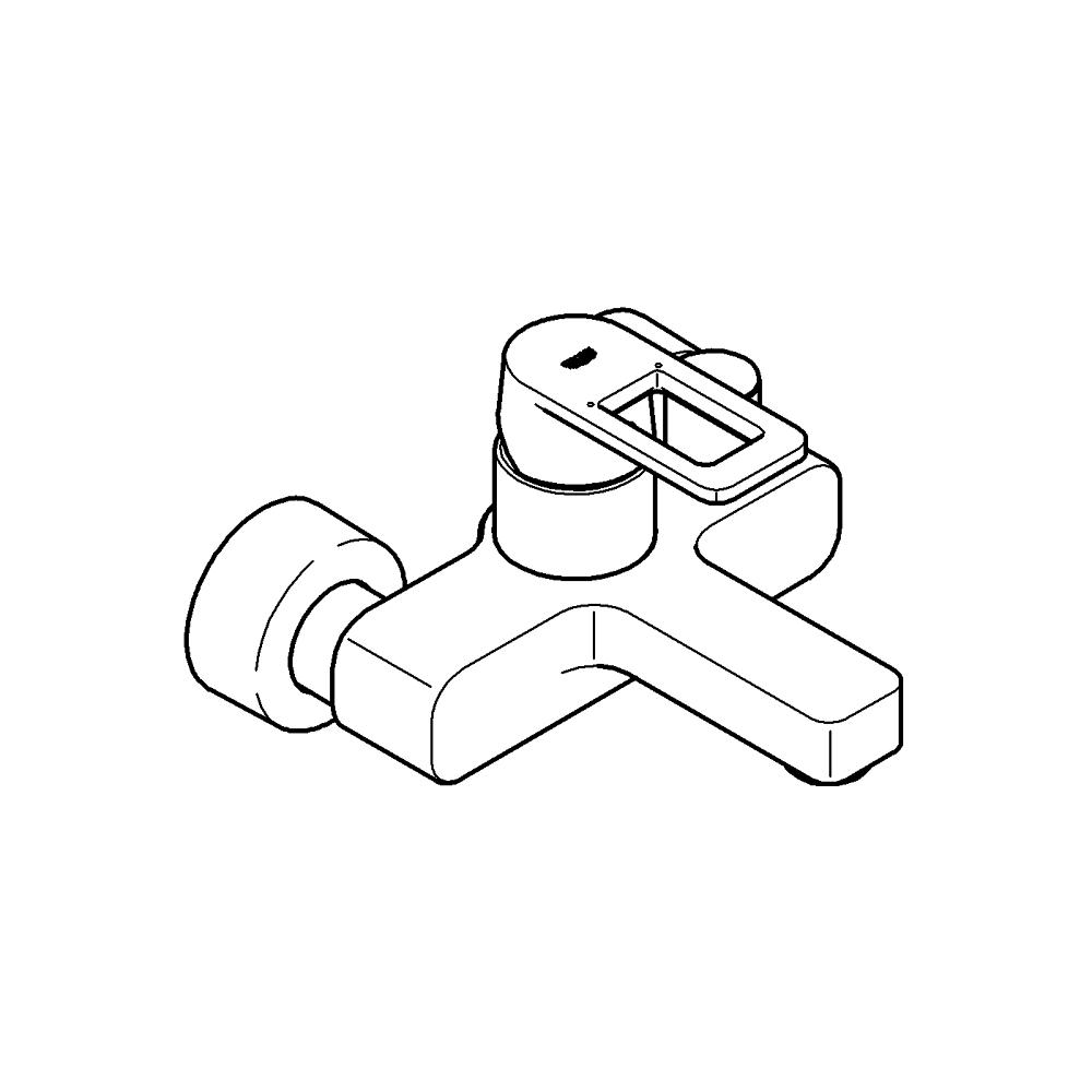 Quadra Einhand-Wannenbatterie, 1/2" teknik çizim