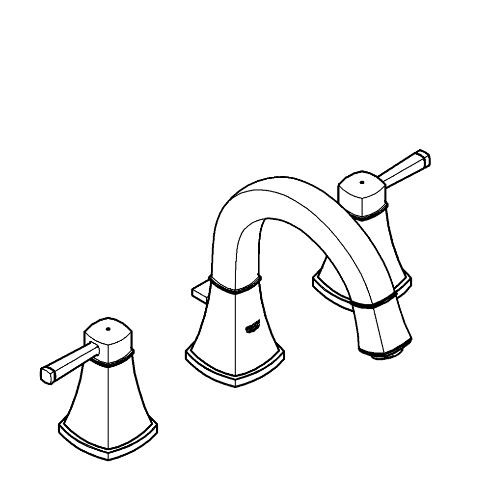 Grandera 3-delikli lavabo bataryası, 1/2" teknik çizim