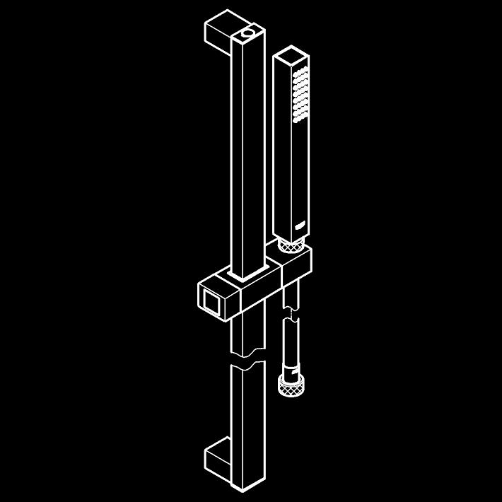 Euphoria Cube Stick Sürgülü duş seti ölçü ve teknik çizim
