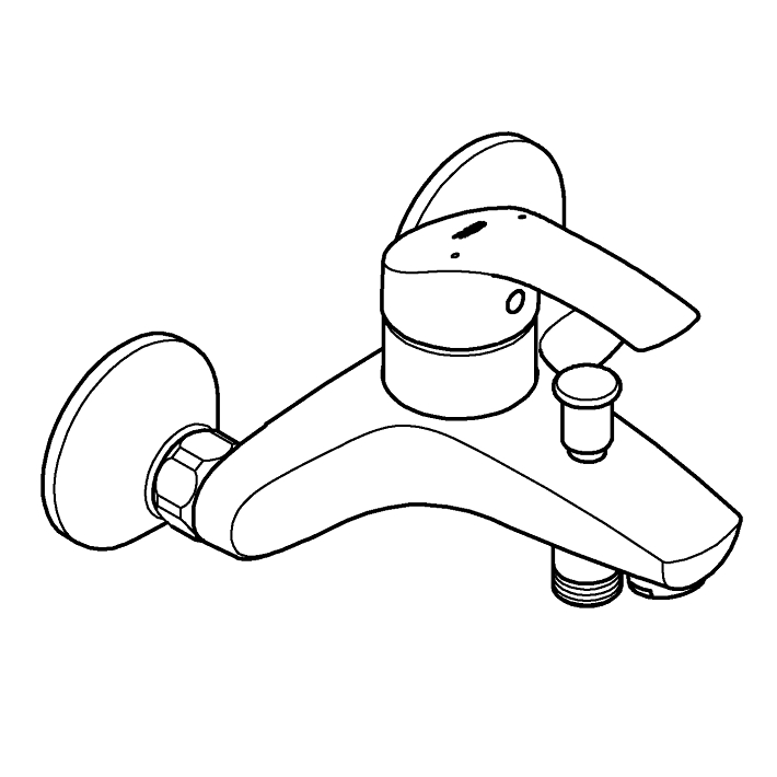 Eurosmart Tek kumandalı banyo bataryası ölçü ve teknik çizim