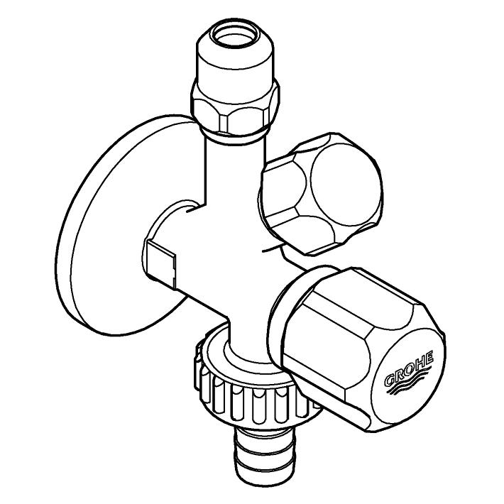 No Collection - GROHE Bulaşık makinaları ve eviye bataryaları için çift çıkışlı musluk ölçü ve teknik çizim
