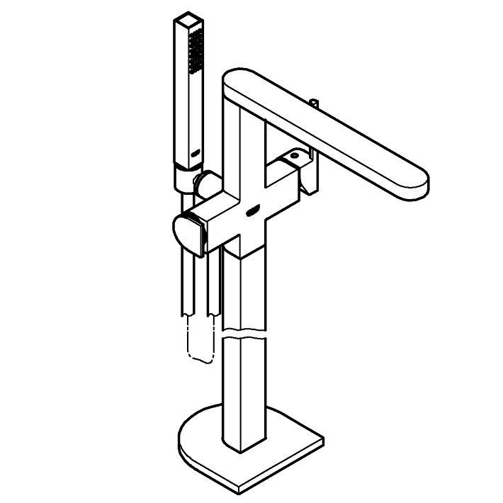 GROHE Plus Yerden küvet bataryası ölçü ve teknik çizim