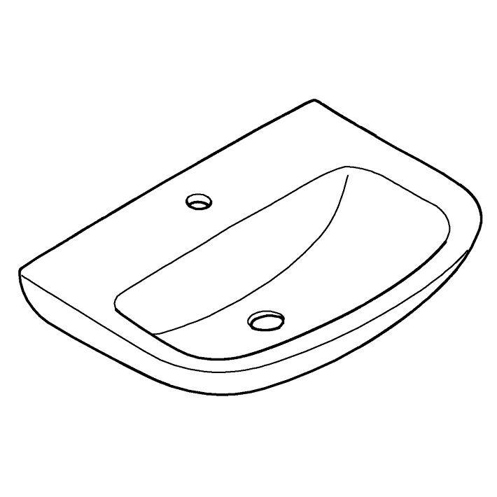 Bau Ceramic Wash basin 60 ölçü ve teknik çizim