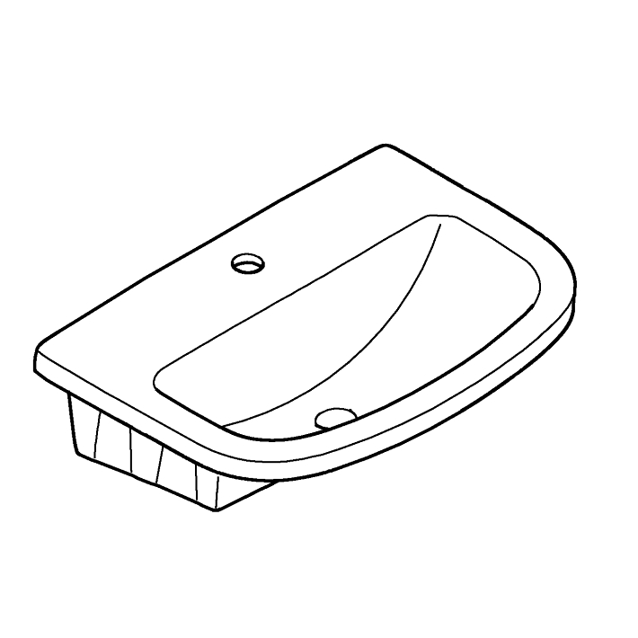 Bau Ceramic Counter basin 55 ölçü ve teknik çizim