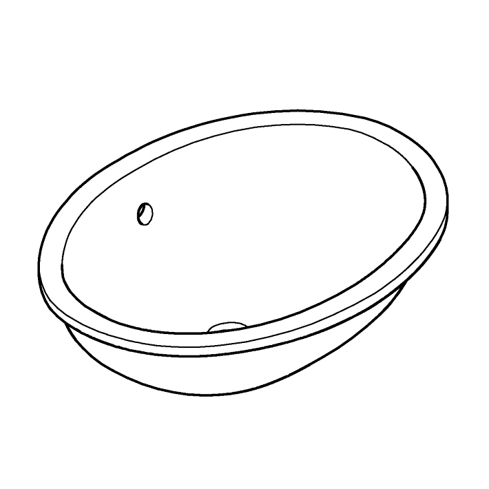 Bau Ceramic Under-counter wash basin 55 ölçü ve teknik çizim
