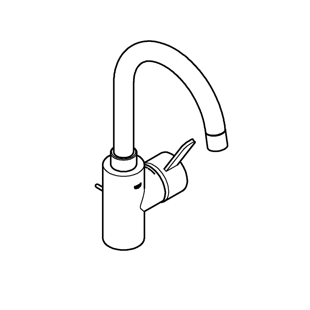 EuroCosmo Tek kumandalı lavabo bataryası 1/2" L-Boyut teknik çizim