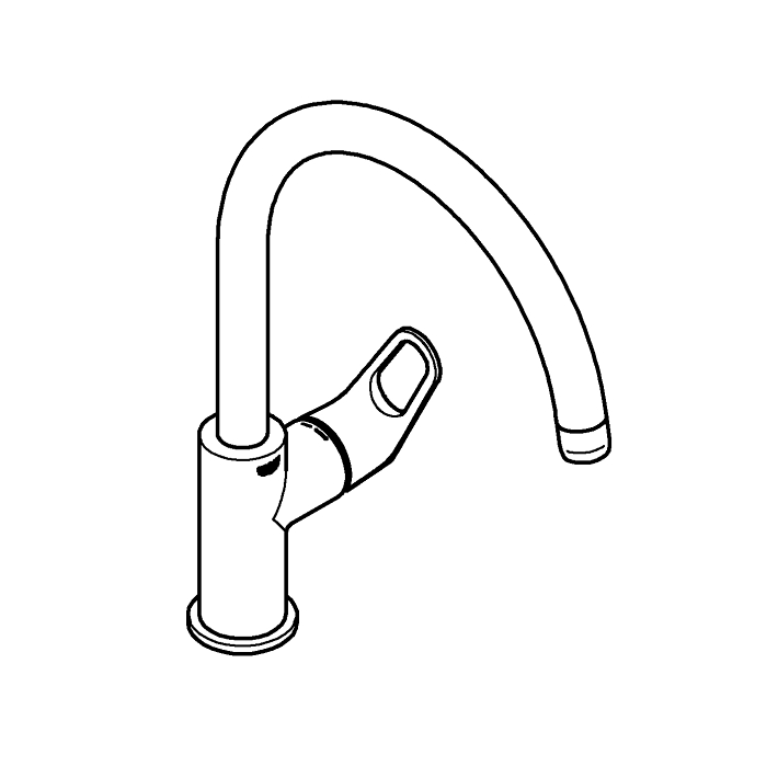GROHE BauFlow Tek kumandalı eviye bataryası ölçü ve teknik çizim