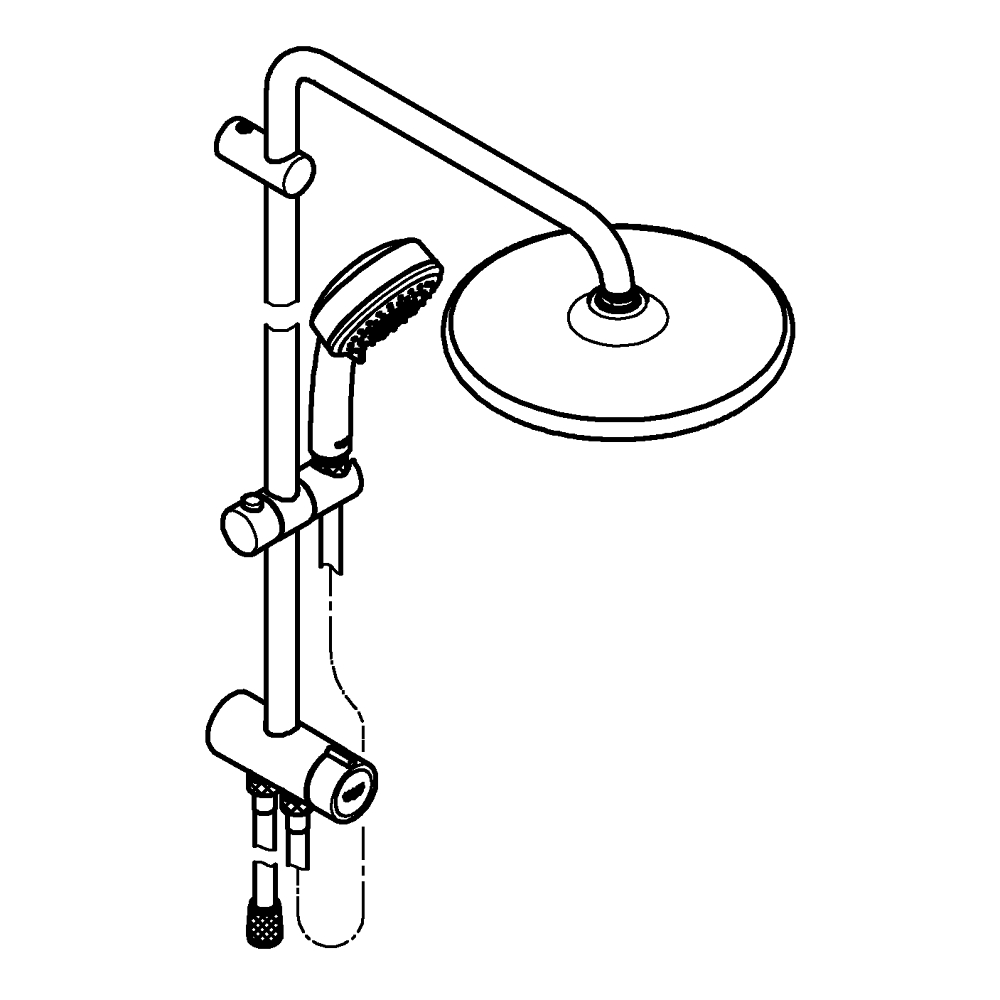 Tempesta Cosmopolitan System Flex Duschsystem mit Umstellung für die Wandmontage teknik çizim