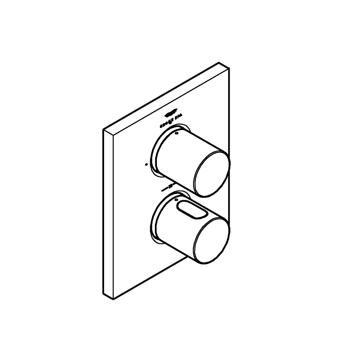 Grohtherm F 2 yollu yön değiştiricili banyo bataryası ölçü ve teknik çizim