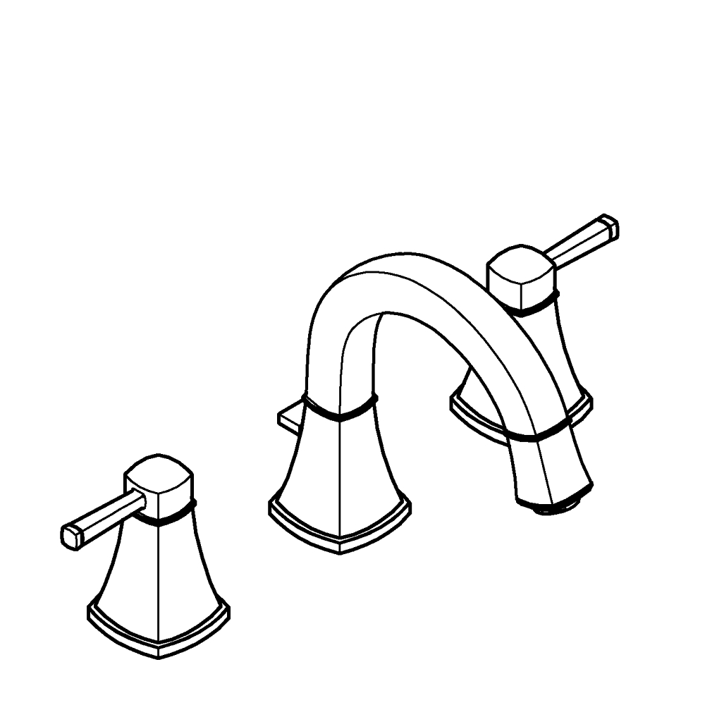 Grandera 3 delikli lavabo bataryası 1/2" M-Boyut teknik çizim