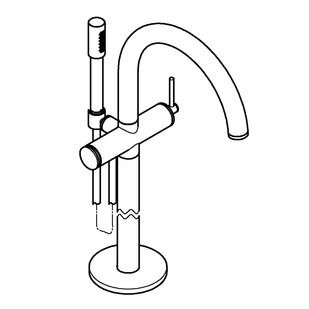 GROHE Atrio Tek kumandalı yerden küvet bataryası teknik çizim
