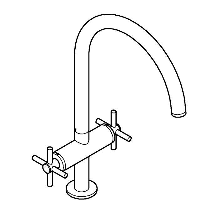 Atrio Two handle sink mixer 1/2“ L-size ölçü ve teknik çizim