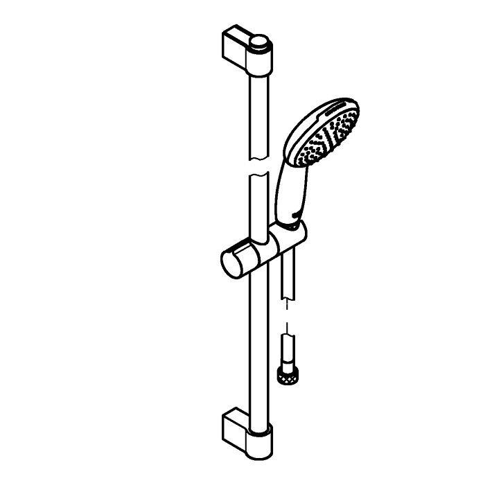Tempesta 110 Shower rail set 1 spray (Rain) ölçü ve teknik çizim