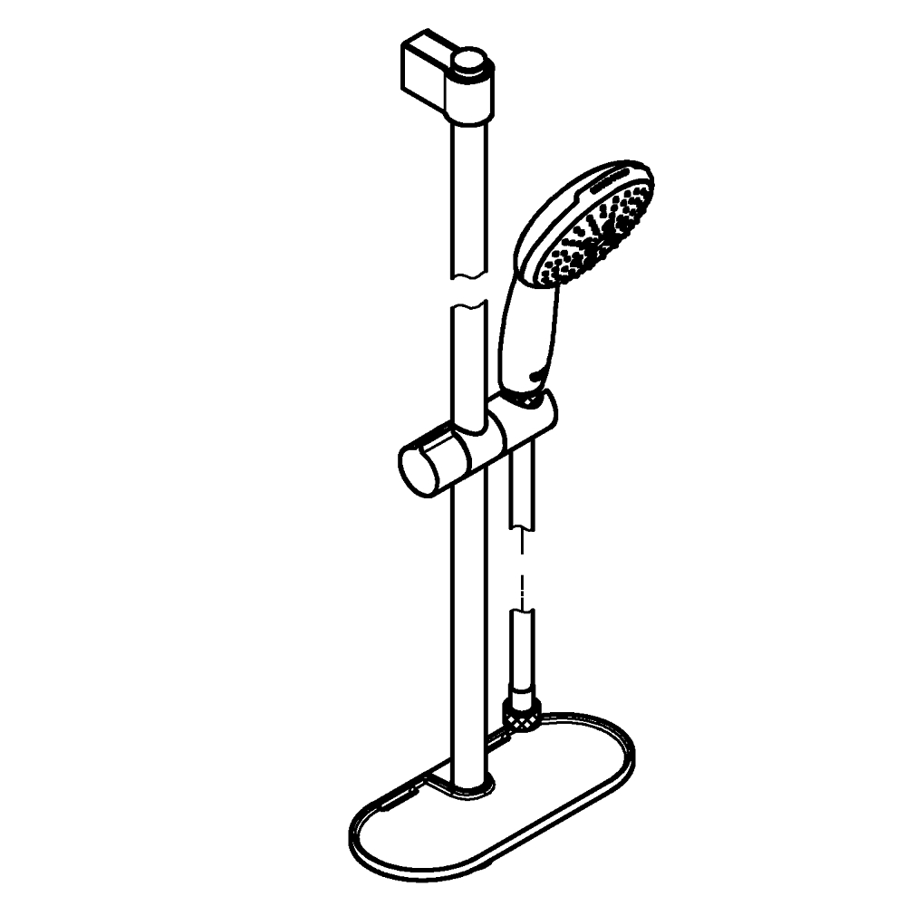 Shower rail set 3 sprays (Rain, Jet, Massage) teknik çizim