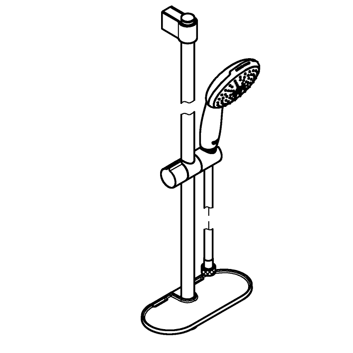 Tempesta 110 Shower rail set 2 sprays (Rain, Jet) ölçü ve teknik çizim