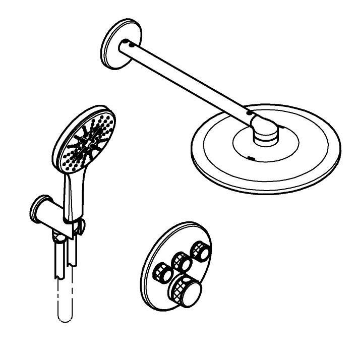 Grohtherm SmartControl Concealed shower system with Rainshower SmartActive 310 ölçü ve teknik çizim