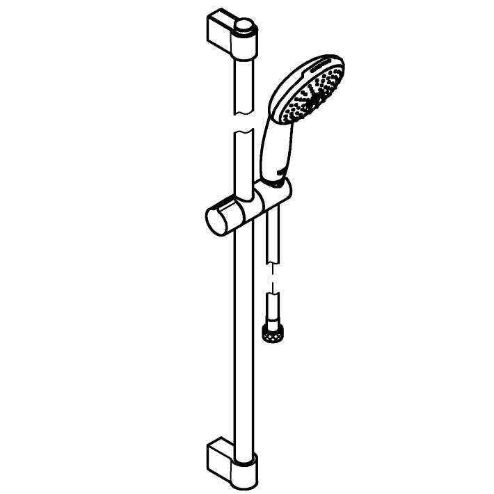 Tempesta 110 Shower rail set 2 sprays (Rain, Jet) ölçü ve teknik çizim