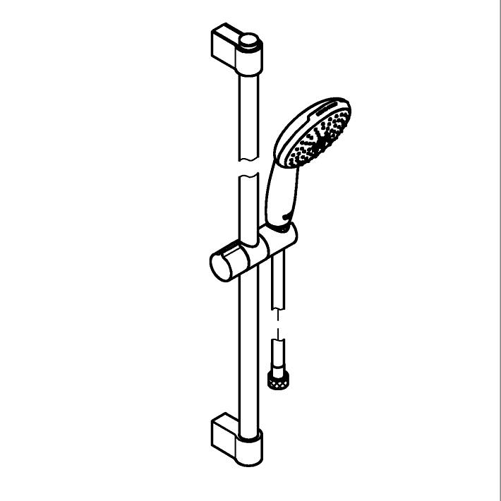 Tempesta 110 Shower rail set 2 sprays (Rain, Jet) ölçü ve teknik çizim