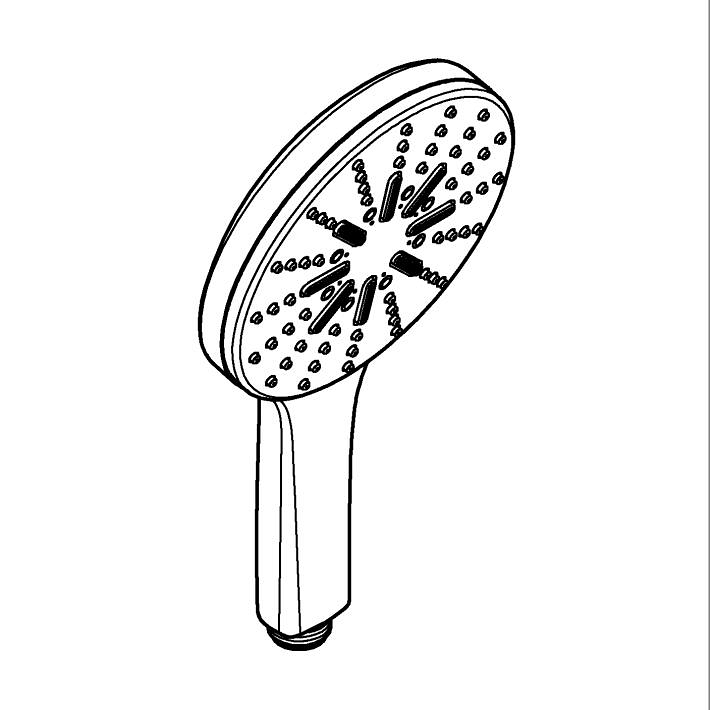 Rainshower Aqua El duşu 3 akışlı ölçü ve teknik çizim