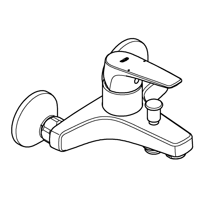 BauFlow Tek kumandalı banyo bataryası ölçü ve teknik çizim