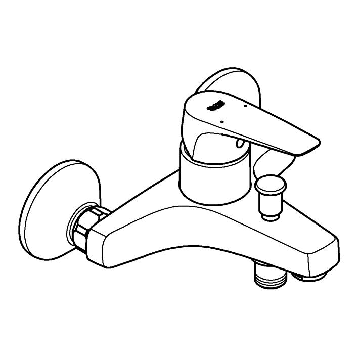BauFlow Tek kumandalı banyo bataryası ölçü ve teknik çizim