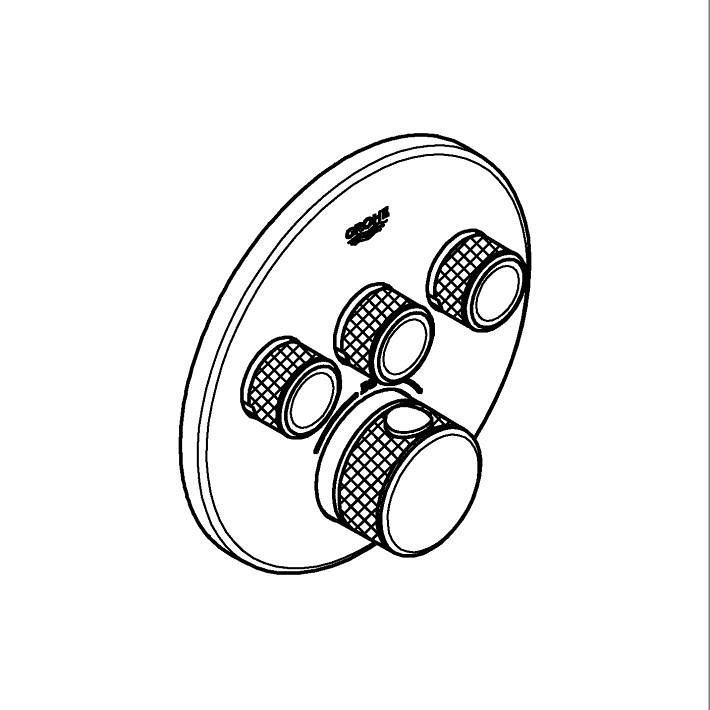 Grohtherm SmartControl Üç valfli akış kontrollü, ankastre termostatik duş bataryası ölçü ve teknik çizim