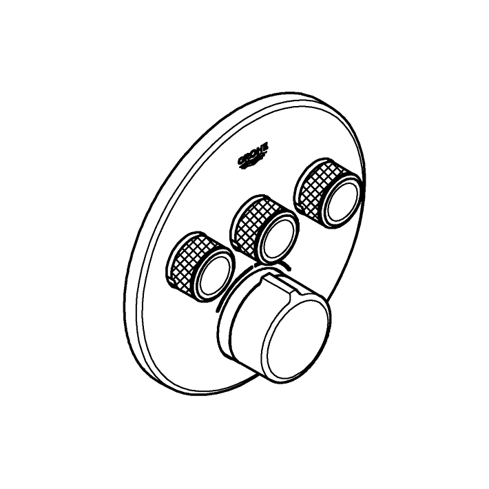 SmartControl 3 valfli akış kontrollü ankastre duş bataryası ölçü ve teknik çizim