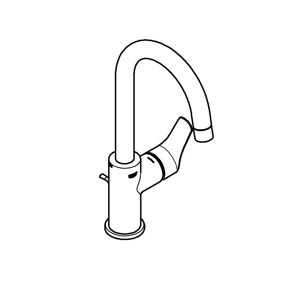 Tek kumandalı lavabo bataryası 1/2" L-Boyut teknik çizim