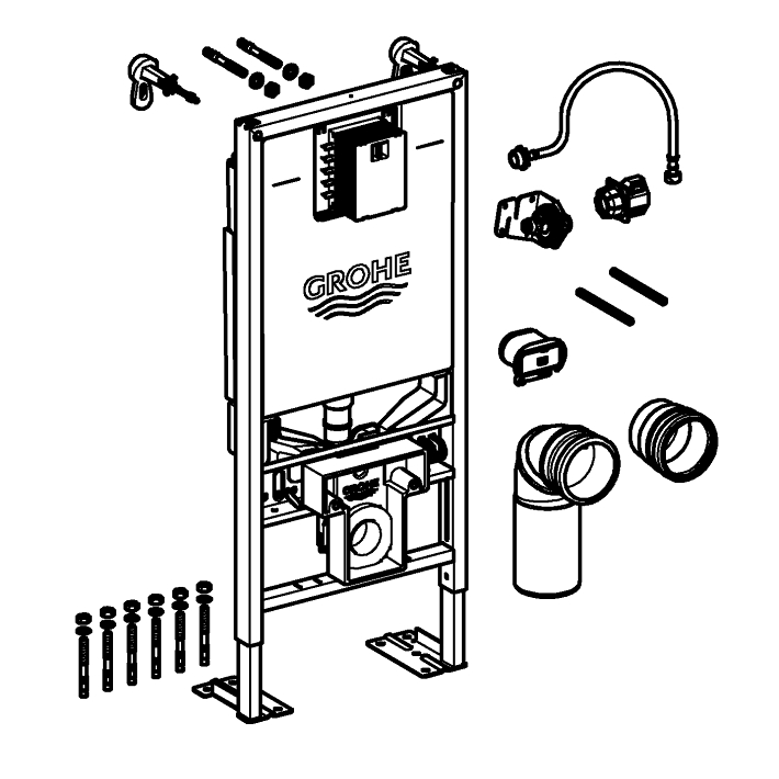 Rapid SLX Element for WC, 1.13 m installation height with integrated socket ölçü ve teknik çizim