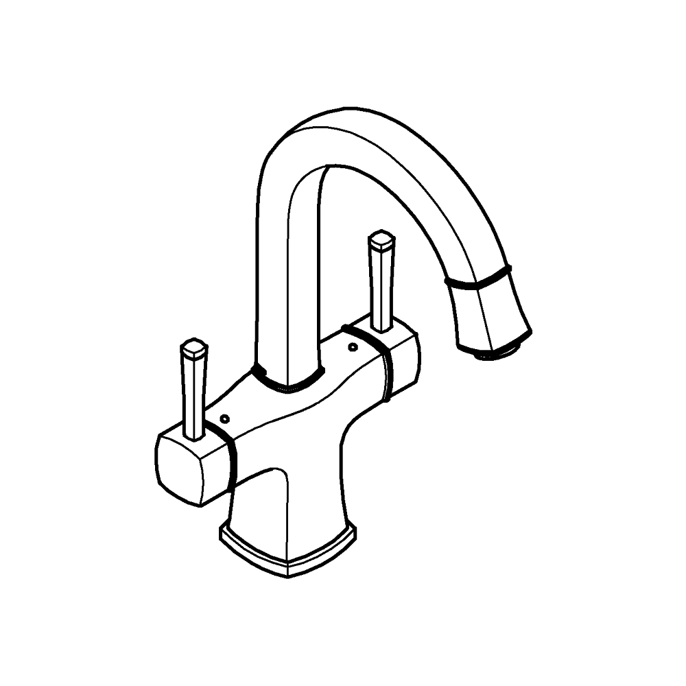Grandera Tek delikli lavabo bataryası 1/2" L-Boyut teknik çizim