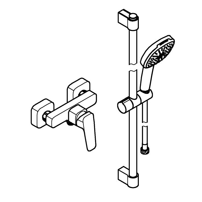 GROHE Cubeo Tek kumandalı duş bataryası ölçü ve teknik çizim