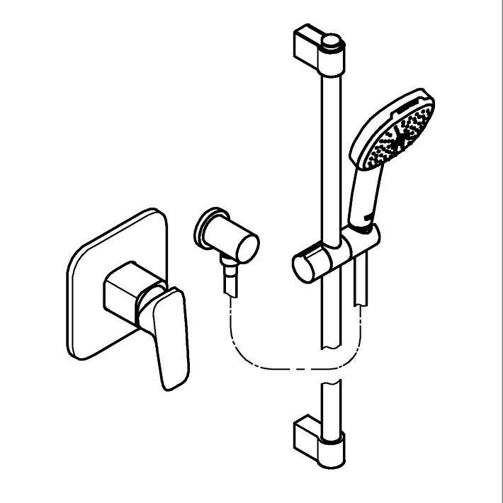 GROHE Cubeo Concealed shower system with Tempesta 110 ölçü ve teknik çizim