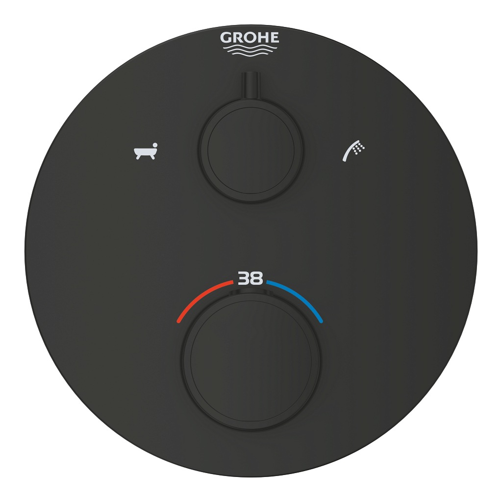 Grohtherm Safety bath tub mixer for 2 outlets with integrated shut off ...