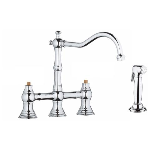 Two handle sink mixer with side spray