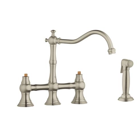 Two handle sink mixer with side spray