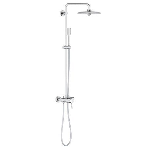 Shower system with single lever mixer for wall mounting