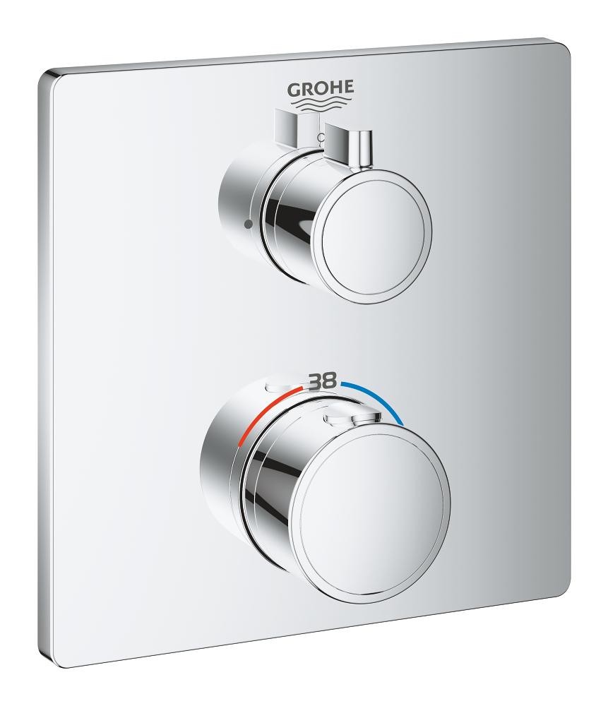 Thermostatic mixer for 1 outlet with shut off valve