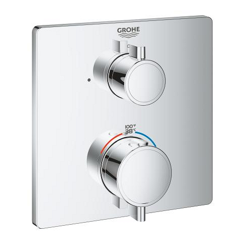 Thermostatic mixer for 1 outlet with shut off valve