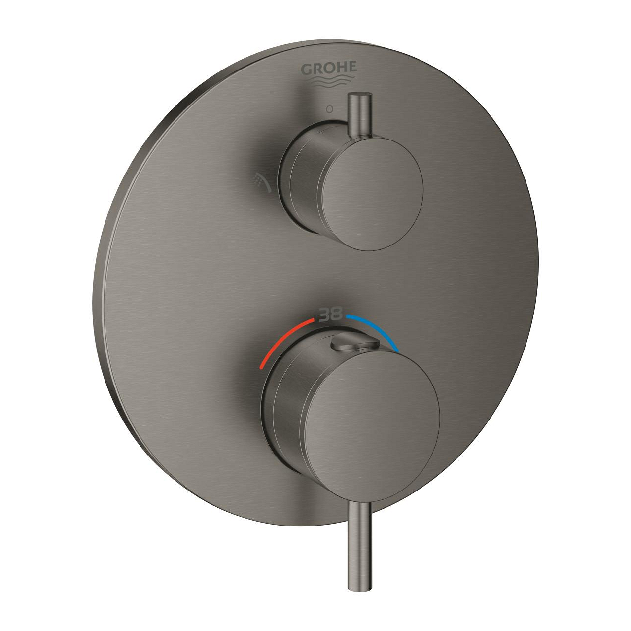 Atrio Thermostatic shower mixer for 2 outlets with integrated shut off