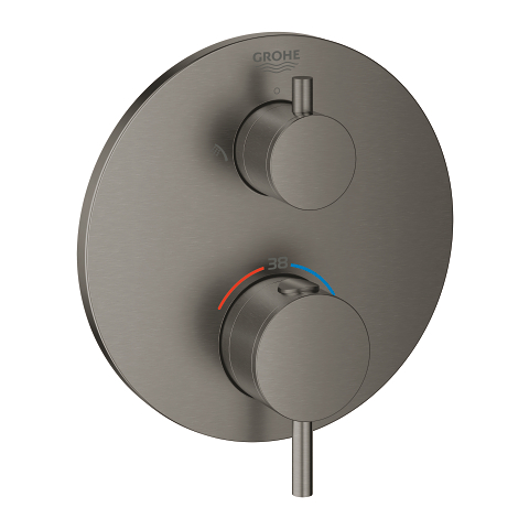 Atrio Thermostatic shower mixer for 2 outlets with integrated shut off/diverter valve