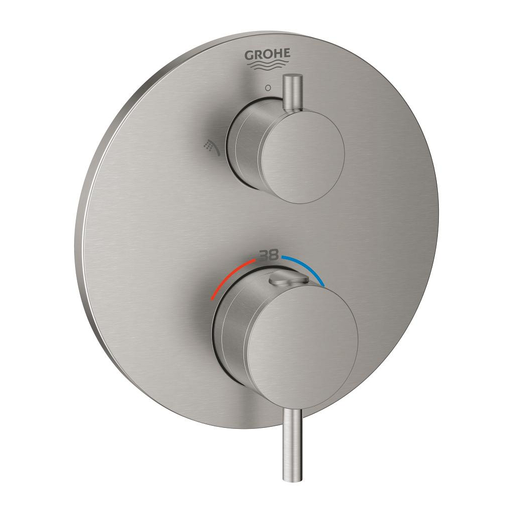 Atrio Thermostatic shower mixer for 2 outlets with integrated shut off