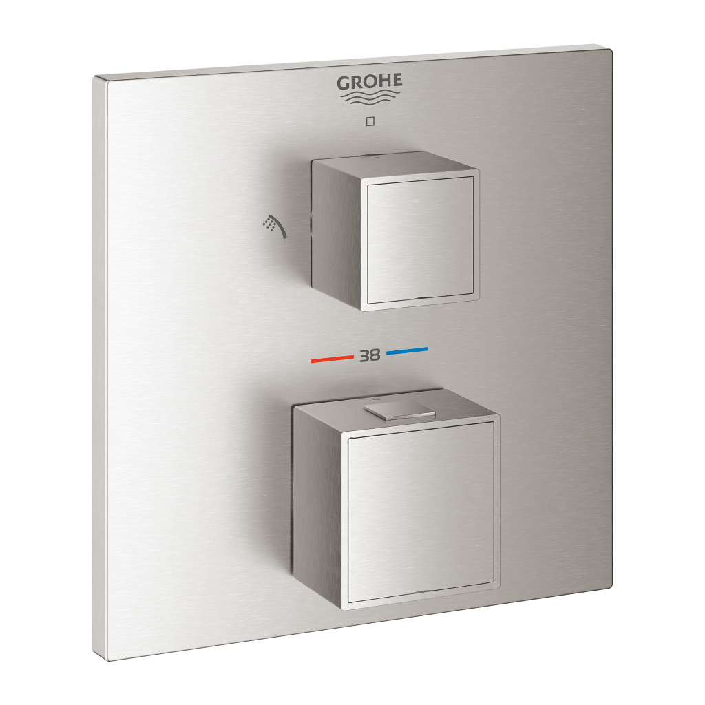 Grohtherm Cube Thermostatic shower mixer for 2 outlets with integrated shut off/diverter valve