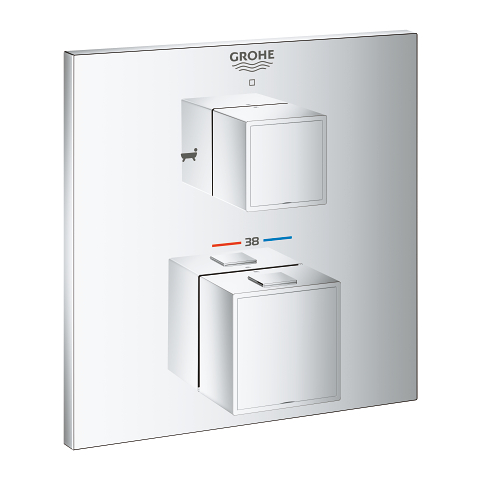 Grohtherm Cube Safety bath tub mixer for 2 outlets with integrated shut off/diverter valve