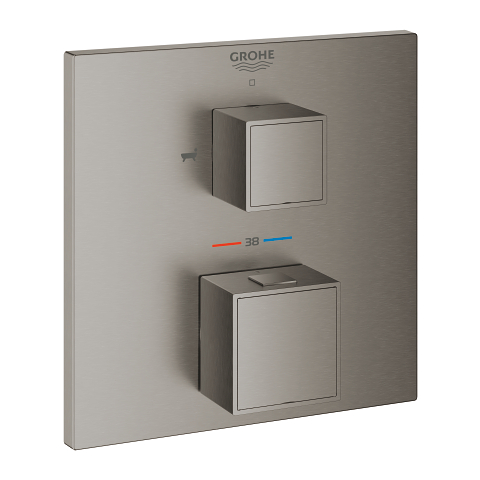 Grohtherm Cube Thermostatic bath tub mixer for 2 outlets with integrated shut off/diverter valve
