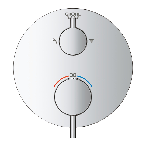 Atrio Termostatka miješalica za tuš za 2 izljeva s integriranim ventilom za gašenje/izmjeničnim ventilom