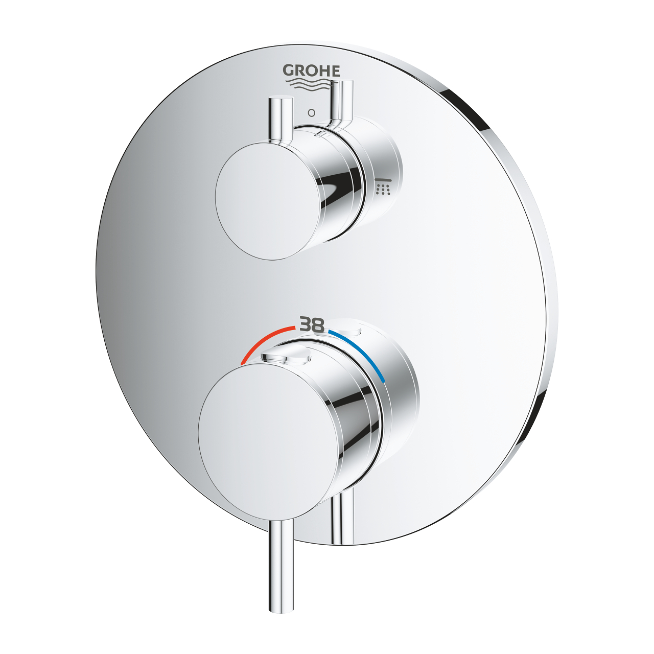 Atrio Thermostatic shower mixer for 2 outlets with integrated shut off