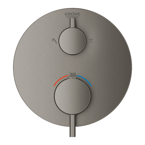 Atrio Thermostatic shower mixer for 2 outlets with integrated shut off/diverter valve