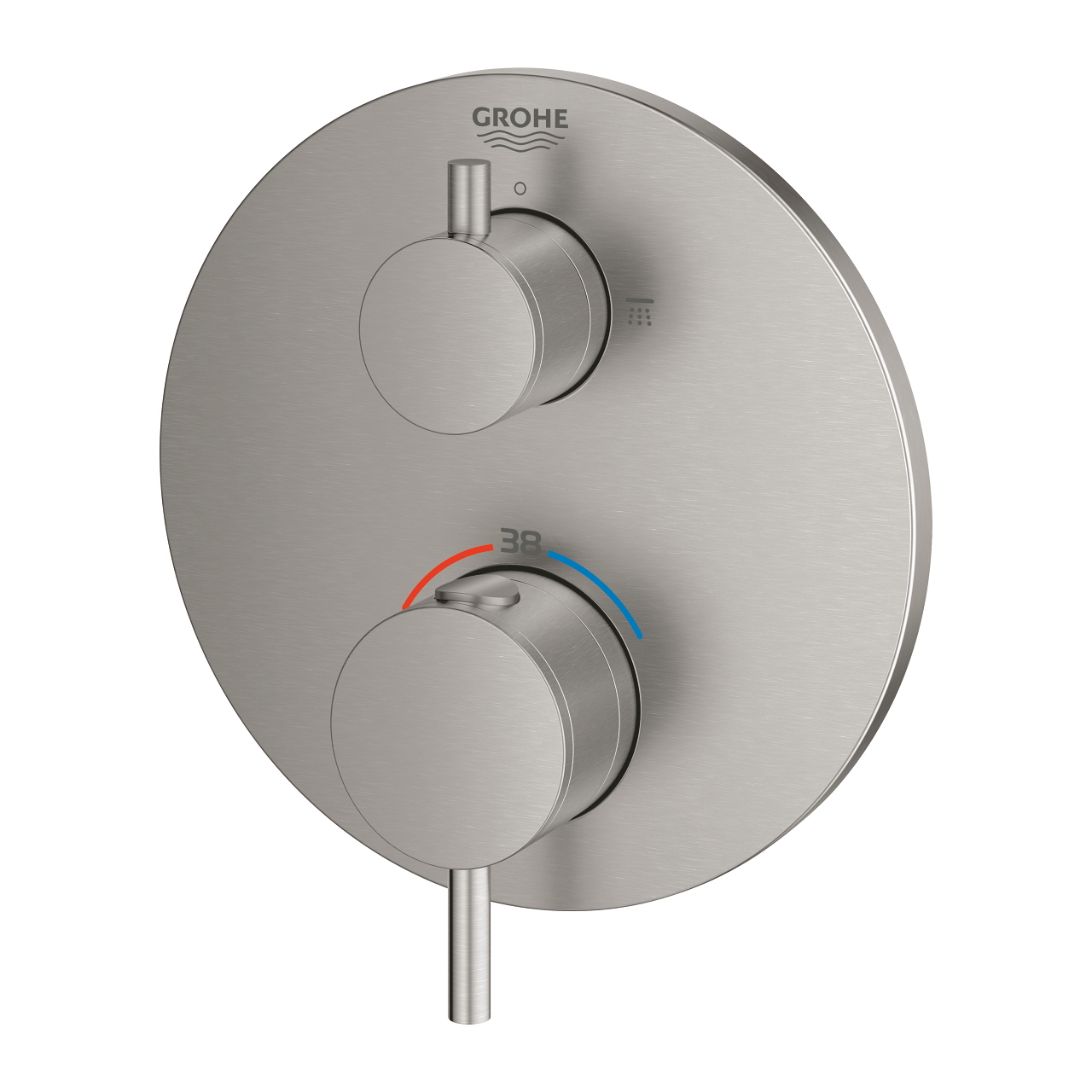 Atrio Thermostatic shower mixer for 2 outlets with integrated shut off