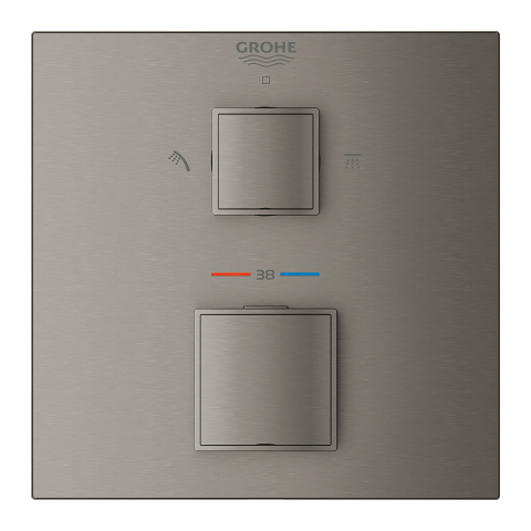 Grohtherm Cube Thermostatic mixer for 2 outlets with integrated shut off/diverter valve